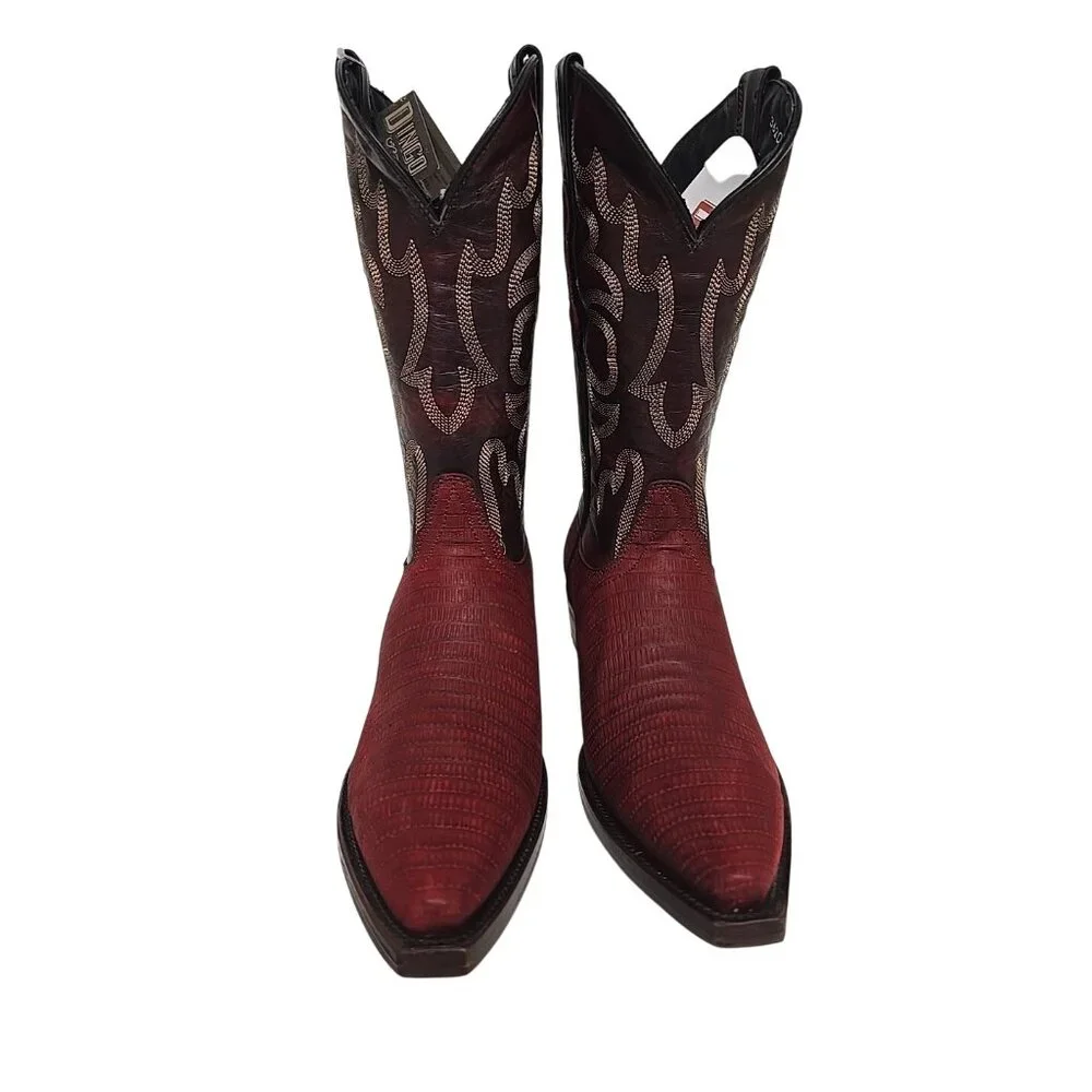Dingo Men's DI 107 The Duke Snip Leather Pull On Western Boot Cherry Size 9D - Picture 5 of 6